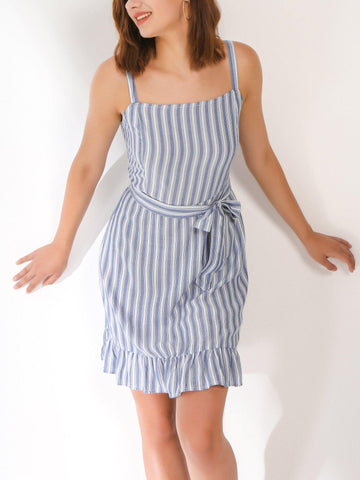 Blue Striped Sleeveless Romper - Shopmossrose